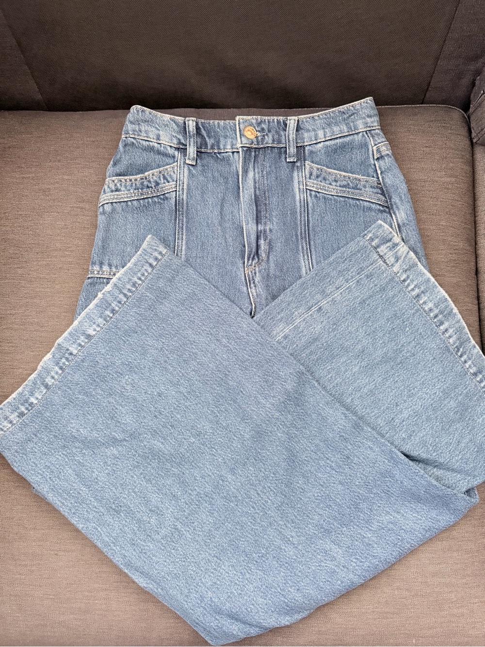 PAIGE Wide Leg Jeans in Light Blue Wash